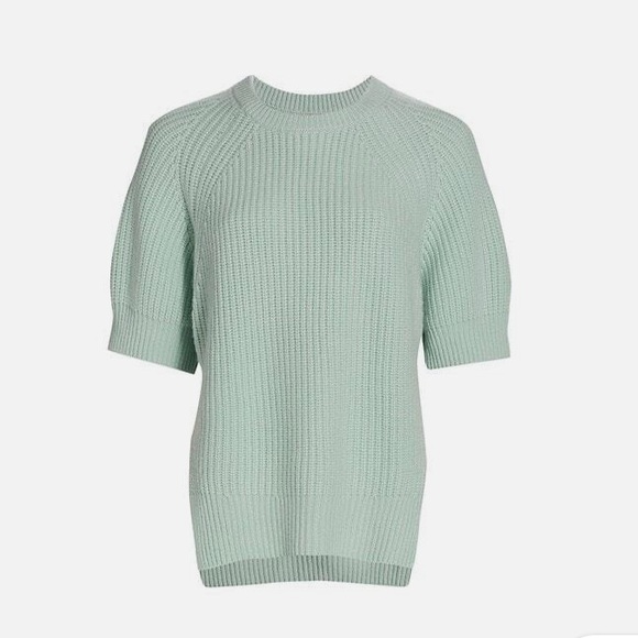 EUC Lou Lou Studio Crew Neck Knit Short Sleeve Sweater in Mint color - Picture 3 of 9